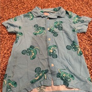 Cat & Jack Blue Shirt with Green Dinosaur Print